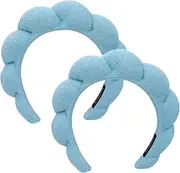 Spa Headband for Women, Soft Sponge Terry Towel Cloth Fabric Headband Absorbent Hair Hoop for Face Washing Skincare Makeup Removal Facial Mask (Blue)