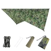 Camping Hammock Rain Fly, Waterproof Tent Footprint, Camouflage, 7.55 x 4.59 ft