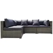 LONDON RATTAN 4 Seater Modular Outdoor Lounge Sofa Setting, Grey