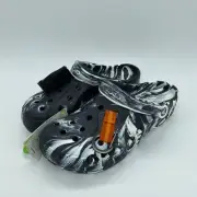 Crocs Baya Marbled Slip On Pouch Clogs Casual Black White 10 Men's 12 Women's