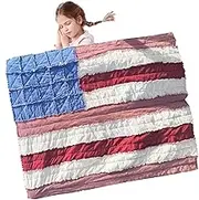 Flag Quilt | Americana Flag Printed Vintage Comforter Cover | Soft Breathable Rustic Throw Blankets for Sofa Bedding Decorations