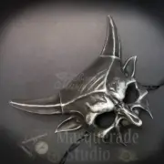 Devil Horns Satanic Demon God Costume Prop Halloween Masquerade Mask [Silver]