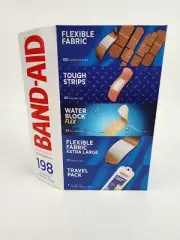 Band-Aid Adhesive Bandages, Assorted, 198-count Flexible Tough Water Block