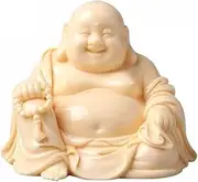 Buddha Statue Outdoor, 4.1inch Laughing Buddha Ceramics Happy Buddha Figurines Wealth and Good Luck for Home and Car Decor Zen Garden Decor(B)