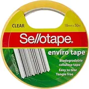 Sellotape Enviro Tape, Biodegradable and Compostable, Non-Static for Easy Handling, Ideal for Gift Wrapping and Office Use, Includes 18mm x 50m Tape Roll - 8 Pack