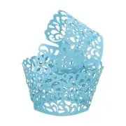 100 Pcs Cupcake Wrappers for Baking Sky Blue (Water Drop, Pearlescent Paper)
