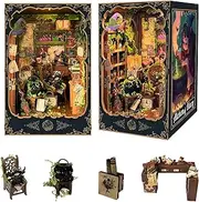 Spilay DIY Book Nook Kit,DIY Dollhouse Booknook Bookshelf Insert Decor Alley,Bookends Model Build kit with LED Light,Handmade Crafts Gifts for Birthday Christmas and Valentine's Day（SQ43）