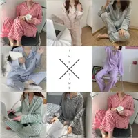 在飛比找樂天市場購物網優惠-韓國睡衣 格子睡衣 格紋睡衣 睡衣套裝 家居服 睡衣 秋冬睡