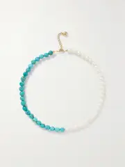 [FRY POWERS] FRY POWERS - 14-karat Gold, Pearl And Turquoise Necklace - Blue - One size One size Blue