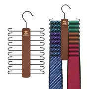 ZEDODIER 2 Packe Wooden Tie Rack Tie Hanger for Men Closet 40 Storage Capacit...