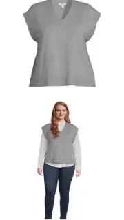 2X Terra & Sky Medium Grey Heather Women's Plus Size Sweater Vest