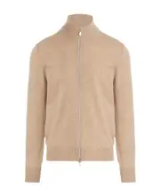 Brunello Cucinelli Mock Neck Zip-Up Jumper IT58 light brown