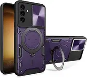 Case for Samsung Galaxy A13 5G/A04S, Heavy Duty Shockproof Cover with 360° Rotatable Magnetic Kickstand and Slide Camera Lens Cover Case for Samsung Galaxy A13 5G/A04S-Purple