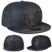 New Era Chicago Bulls Snapback Hat Black Camo Pattern Cap Black Badge Team Logo