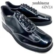 Women 7.0US With Storage Bag, Ginza Yoshinoya Enamel Leather Sneakers, Black, Sh
