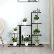 Black Metal Plant Stand 94.5x25x88 cm - Indoor/Outdoor Flower Shelf, Tall Tiered Planter Holder, Sturdy Garden Decor Rack, Home Room Display Stand, Powder-Coated for Durable Use