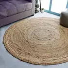 Hand Woven Jute Braided Rug 4’ Round – Natural Reversible Boho Entry Area Rug...