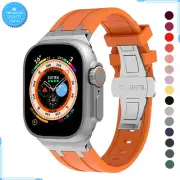 Soft Rubber Strap For Apple Watch Band Ultra 49 45 44 41 42 40 38 46mm Bracelet