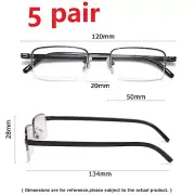 5 PK Half Frame Rectangular Mens Reading Glasses Light Weight Readers Eyeglasses