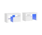 vidaXL Bedside Cabinets 2 pcs with LED Lights White 70x36.5x40 cm
