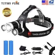Super Headlamp 12000 Lumens XM-L T6 with AC Car USB Chargers and Batteries Stock
