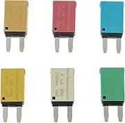 BOJACK ATM Auto Reset Fuse Low Profile Mini Blade Fuses T1 14V DC 5A 10A 15A 20A 25A 30A Amp Automotive Circuit Breaker Fuses Boat Marine RV Car Truck (6 pcs Mixed