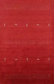 Unique Vibrant Rug Red Handmade Wool Gabbeh Carpet 5x8 ft.