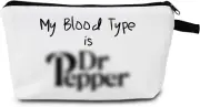 "My Blood Type Is Dr Pepper Letter Print Makeup Bag for Women Travel Cosmetic Or