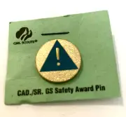 Rare Retired Girl Scout Cadette Senior Safety Award Pin Blue Triangle Earned