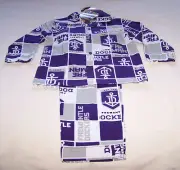 Fremantle Dockers AFL Boys Purple Grey Squares Flannel Pyjama Set Size 5 New