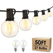 50Ft LED Outdoor String Lights G40 Globe Dimmable Patio Light, Waterproof Han...