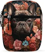 [BFGWK] Personalized Small Crossbody Bag Water Resistant Messenger Bags Mini Bulldog And Flowers Printing SlingBag For Men Women, Style, One Size, Style, One size