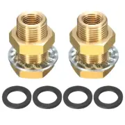 2Pcs Brass Bulkhead Fitting NPT 1/4" Water Tank Connector