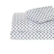 NNEDSZ 250TC Egyptian Cotton Printed Sheet Set Navy Sefton Single
