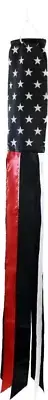 10 x "THIN RED LINE USA" Windsock Super Shiny poly 5ft wind sock fire dept flag