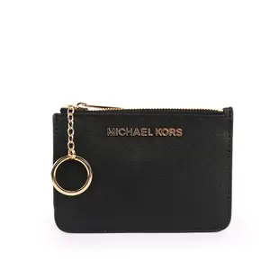 【Michael Kors】素面皮革零錢包/卡夾/鑰匙包(黑)/ 平行輸入