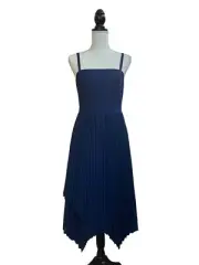 Aidan Mattox Womens Navy Blue Asymmetrical Hem Pleated Dress 6