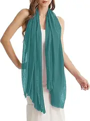 [Kakaly] Women Scarf Cotton Linen - Chic Ladies Solid Scarves Soft Large Long Wrap Shawl Headscarf Lightweight Neck Scarf Hijab,180×100CM