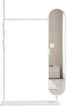 Full Length Mirror,Large Capacity Standing with Clothes Rack,Swivel Adjustable,for Living Room Bedroom(White)