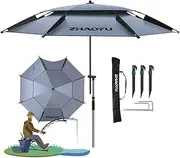 THBSHZMZR Tilt Fishing Umbrella Outdoor Beach Umbrella 6.5FT 7FT 8FT Waterproof Windproof Sun Shade For Camping, Picnic, Fishing