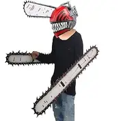Anime Chainsaw Man Mask with Hand Saw, Entire Chainsaw Man Denji Cosplay Props for Halloween Birthday Party Carnival (23.6")