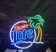 US STOCK Miller Lite Beer Palm Tree 17"x14" Neon Sign Lamp Light Xmas Gift Pub