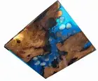 Ocean Wave Square Wood Side Sofa Center Table Top Resin Wood Handmade Furniture
