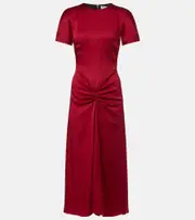 [Victoria Beckham] Victoria Beckham Gathered satin midi dress AU 16 red