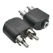 3.5mm Audio Stereo Jack Female To 2 RCA Male Audio Adapter Converter NEW