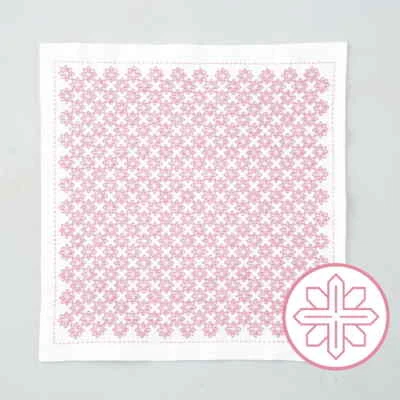 Olympus stamped Hitomezashi Sashiko stitch kit "Hana Fukin Clematis", 34x34cm, O