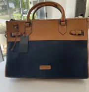 New. Ben Minkoff Leather And Canvas Weekender Bag.