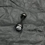 New Punk Black 8 Billiards Tongue Ring Body Jewelry Stainless Steel Tongue RiUU
