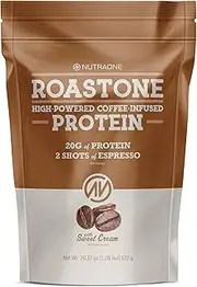 RoastOne Coffee Protein Powder by NutraOne – Low Sugar, Coffee Infused Whey Protein Powder for Energy & Focus, 150mg Caffeine and 20g Protein (Sweet Cream – 1.35 lbs.)