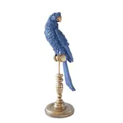 Singa Brass & Ceramic Parrot on Stand in Ultramarine